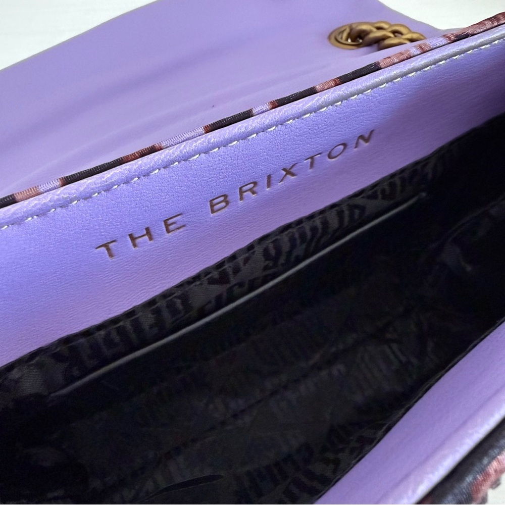 Kurt Geiger Purple Leopard Crystal Satin Brixton Bag - Picture 11 of 14